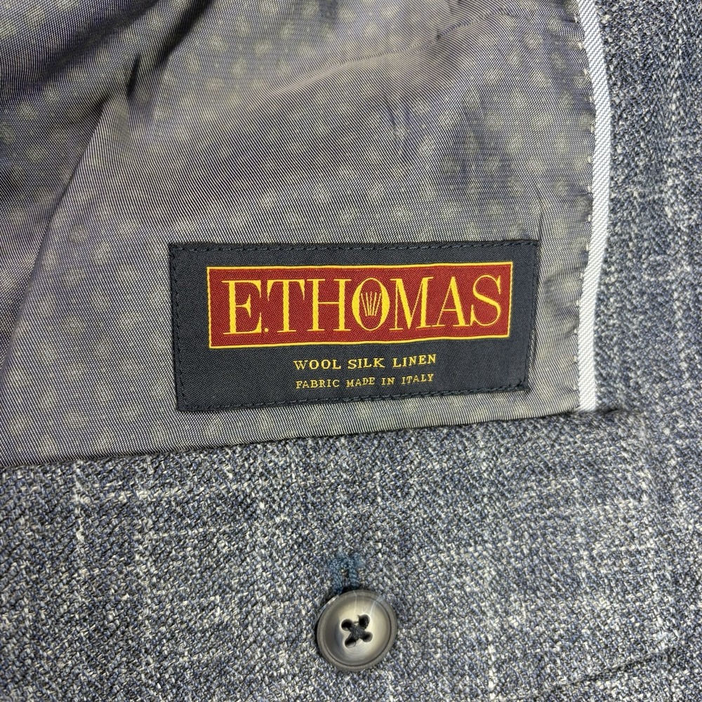 Joseph Abboud Indigo Blue E.THOMAS Wool Silk Linen Chambray Blue Blazer Mens 40R - Picture 6 of 11